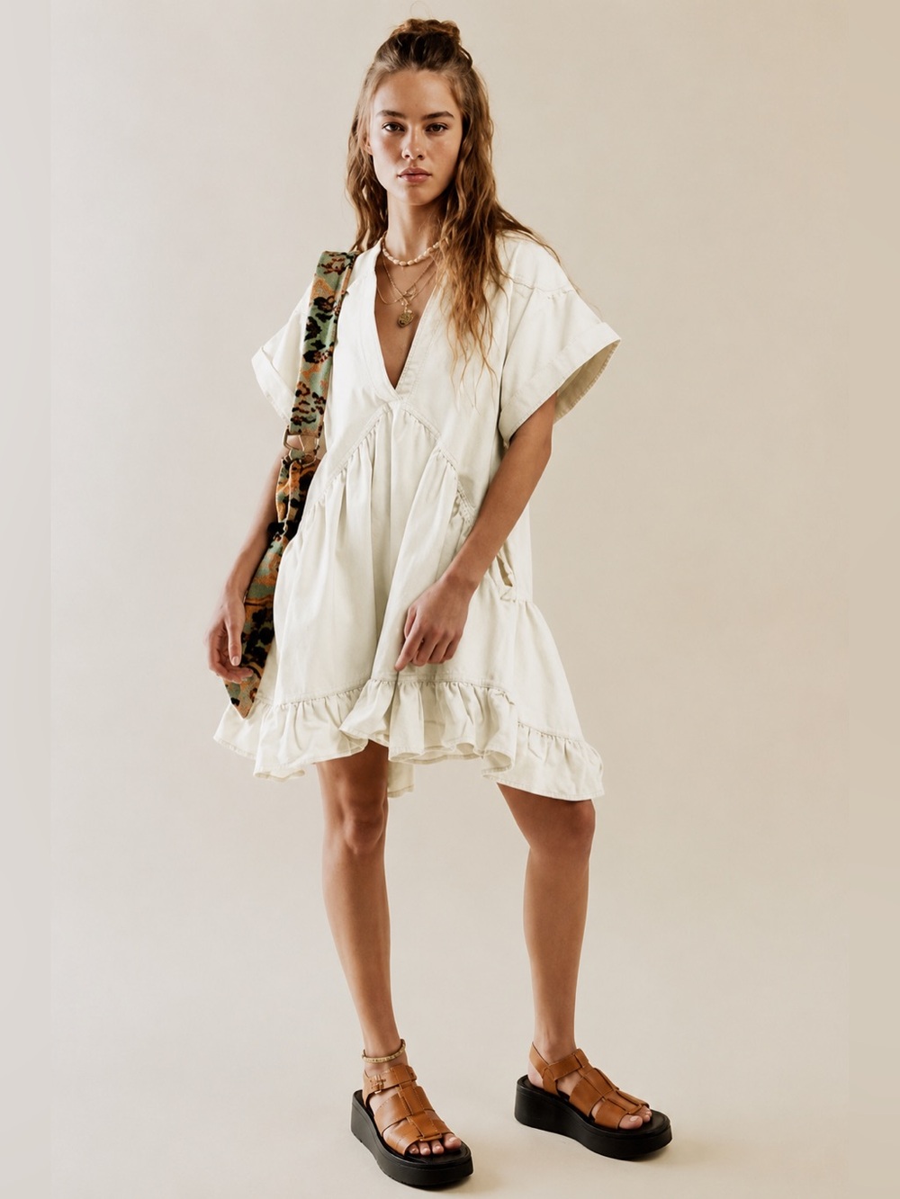 Free People Agnes Denim Dress XS NWT Boho Coastal Cowboy Oversized Mini Dress